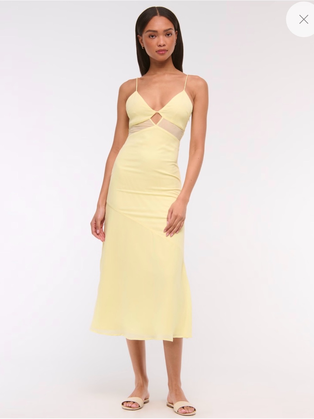 Abercrombie Yellow Tie Back Slip Midi Dress